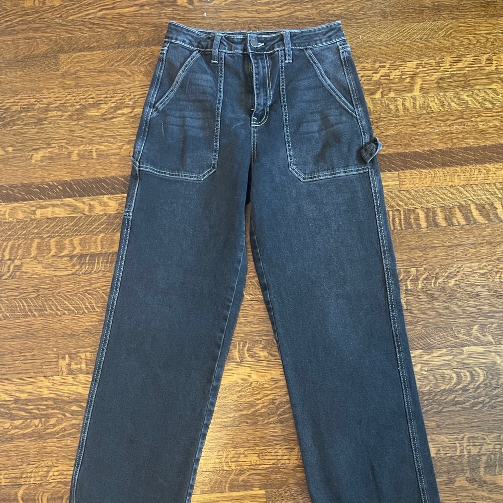 Just black denim utility jeans